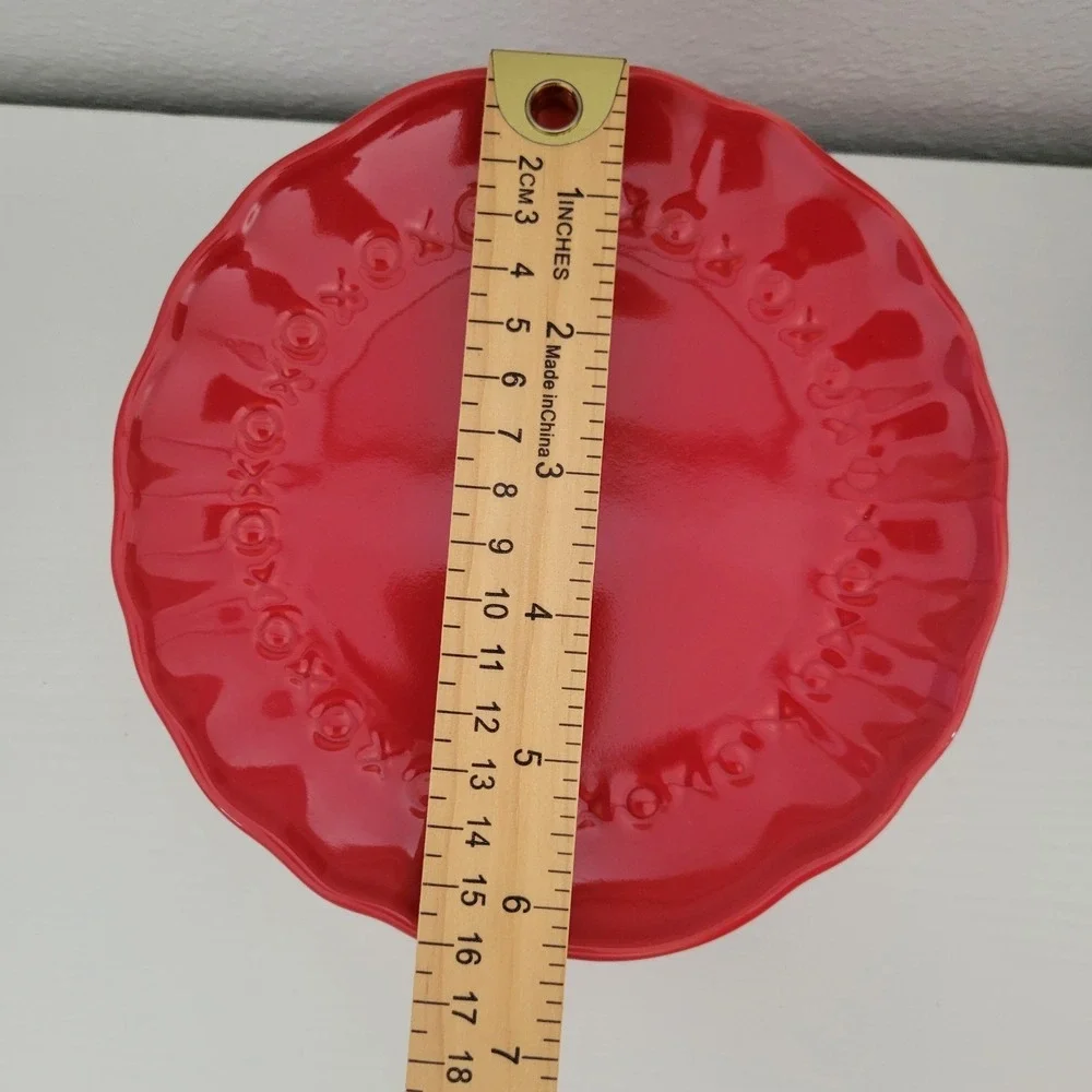 Pottery Barn Red Ceramic Dessert Stand XOXO Love Themed Small Pedestal EUC